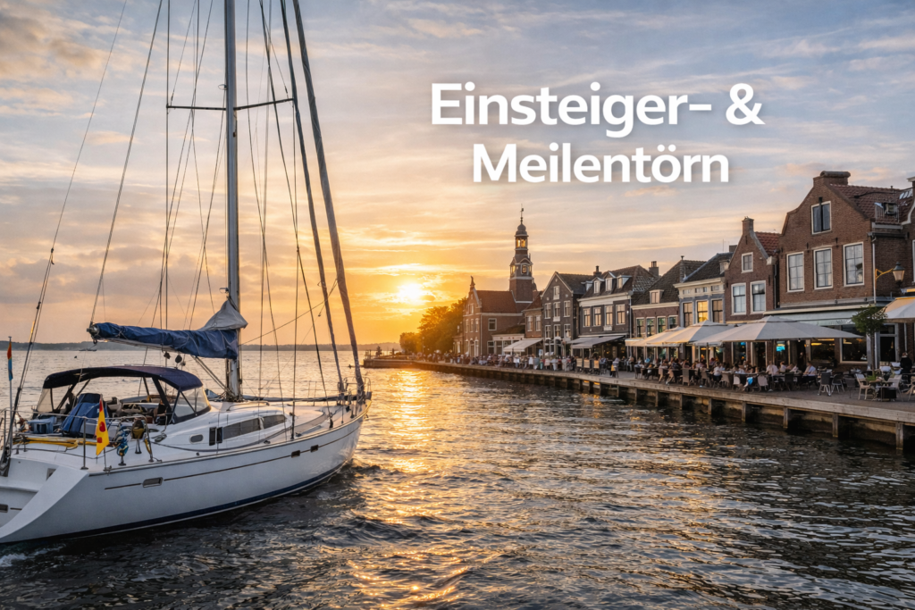 Einsteiger und Crewmitglied sammelt erste Seemeilen auf einem entspannten Segeltoern mit Yacht