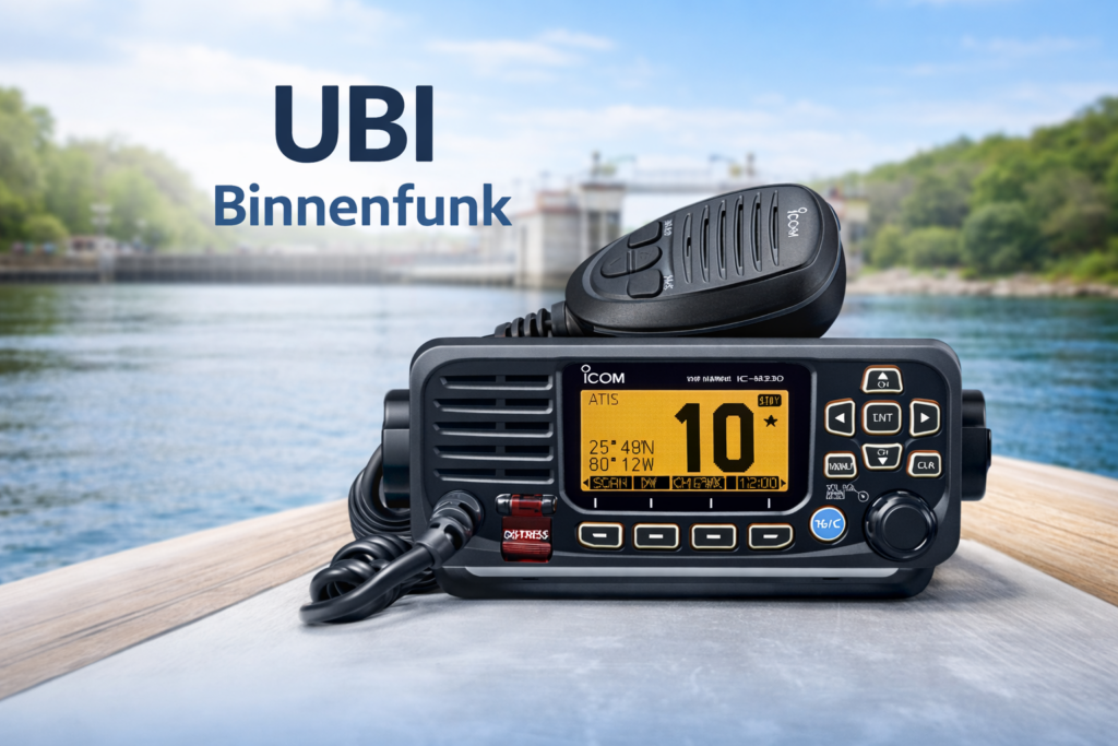 UKW-Funkgeraet fuer UBI Binnenfunk auf Binnenwasserstrasse – Vorbereitung auf das UKW-Sprechfunkzeugnis Binnen