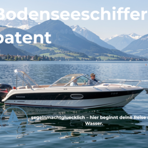 Motorboot auf klarem See als Symbol für Freiheit nach dem Sportbootführerschein