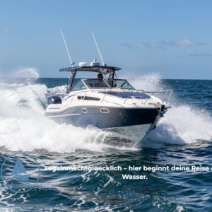 Motorboot während der Ausbildung zum Sportbootführerschein See auf Küstengewässern