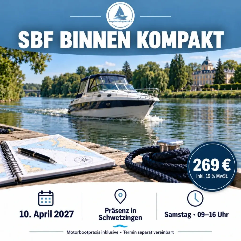 Blau-weiße Kursgrafik · SBF Binnen Intensivkurs Schwetzingen – 10.04.2027