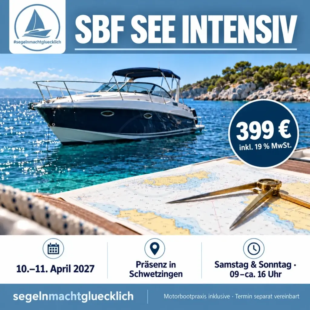 Blau-weiße Kursgrafik · SBF See Intensivkurs Schwetzingen – 10.–11.04.2027